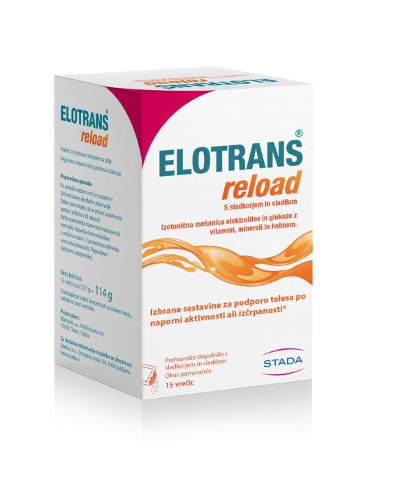 Elotrans Reload izotonična mešanica elektroltov in glukoze, 15 vrečk