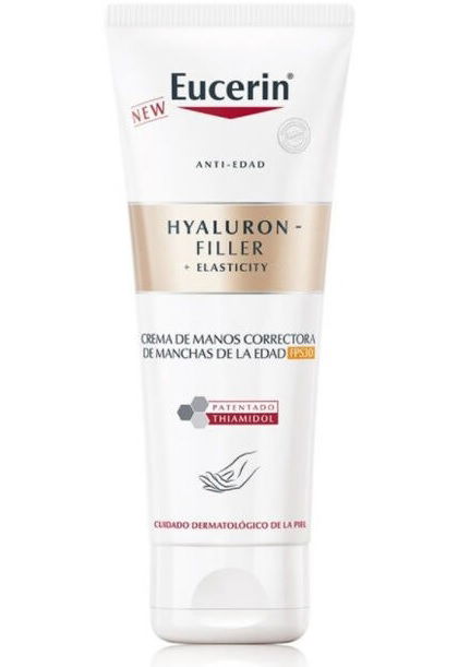 Eucerin Hyaluron-Filler + Elasticity krema za roke proti starostnim pegam - ZF30, 75 ml