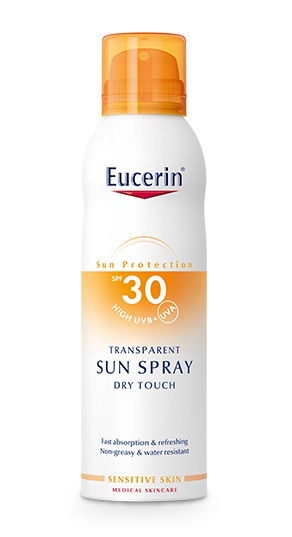 Eucerin Sun, Dry Touch prozoren sprej za zaščito pred soncem ZF 30