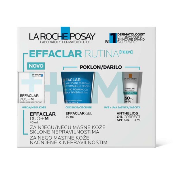 LRP EFFACLAR Teen rutina za nego mastne kože, nagnjene k nepravilnostim (40 ml + 50 ml + 3 ml)