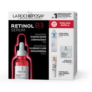 LRP Paket Retinol B3 Serum (30 ml) + GRATIS Micelarna voda (50 ml), ANTHELIOS Age-Correct Krema (15 ml), HYALU B5 Serum (1.5 ml)