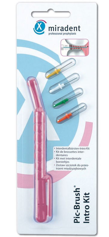 Miradent Pic-Brush Intro Kit, držalo za interdentalne ščetke - roza