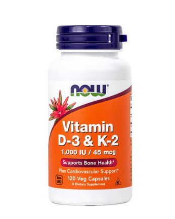 NOW Vitamin D-3 & K-2 1.000 I.E. 45 mcg, 120 kapsul