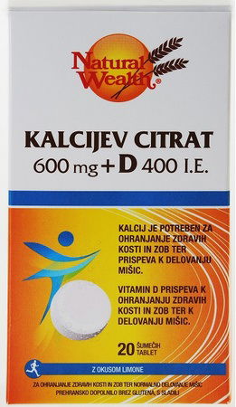 Natural Wealth KALCIJEV CITRAT + vitamin D, šumeče tablete