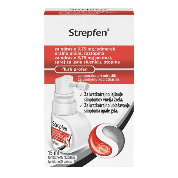 Strepfen za odrasle 8,75 mg/odmerek oralno pršilo, 15 ml