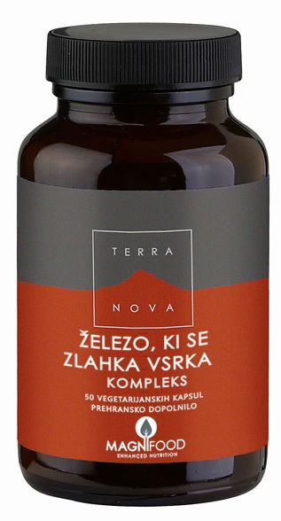 Terranova Železo, ki se zlahka vsrka kompleks 20 mg, 50 kapsul