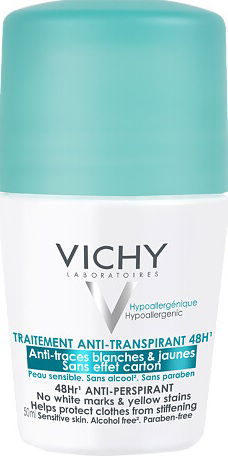 Vichy Anti-traces deo roll-on brez belih sledi in rumenih madežev, 50 ml