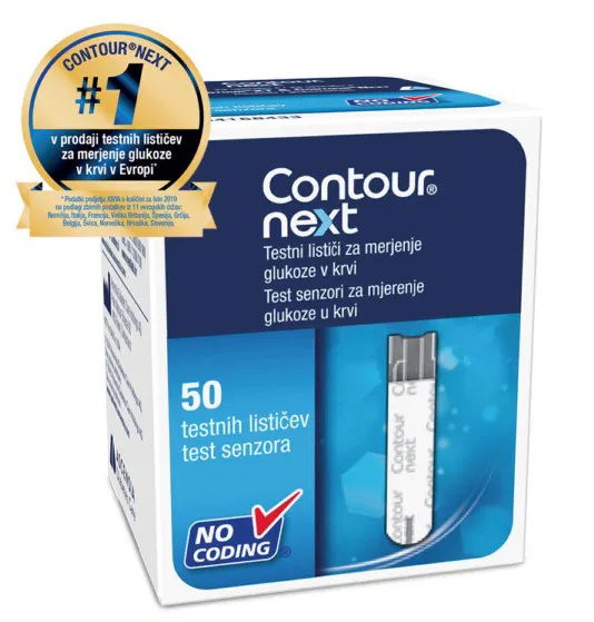 Contour Next, 50 testnih lističev za merjenje glukoze