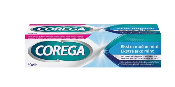 Corega Ekstra močno mint, pričvrstilna krema za proteze - 40 g