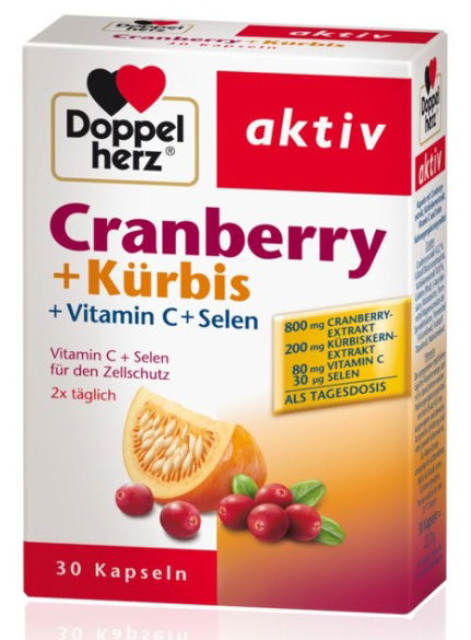 Doppelherz Aktiv Ameriška brusnica + Buča + Vitamin C + Selen, kapsule