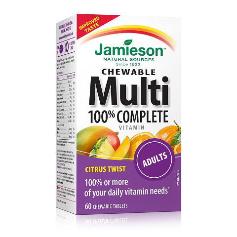 Jamieson Multivitamini in minerali za odrasli, žvečljive tablete