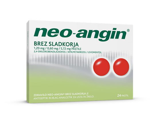 Neo-angin brez sladkorja, pastile