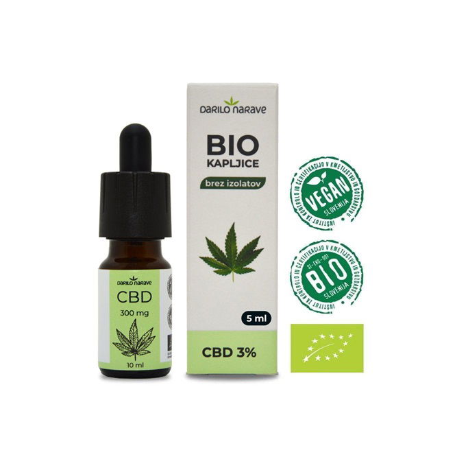 BIO CBD kapljice 300 mg 3%, 10 ml 