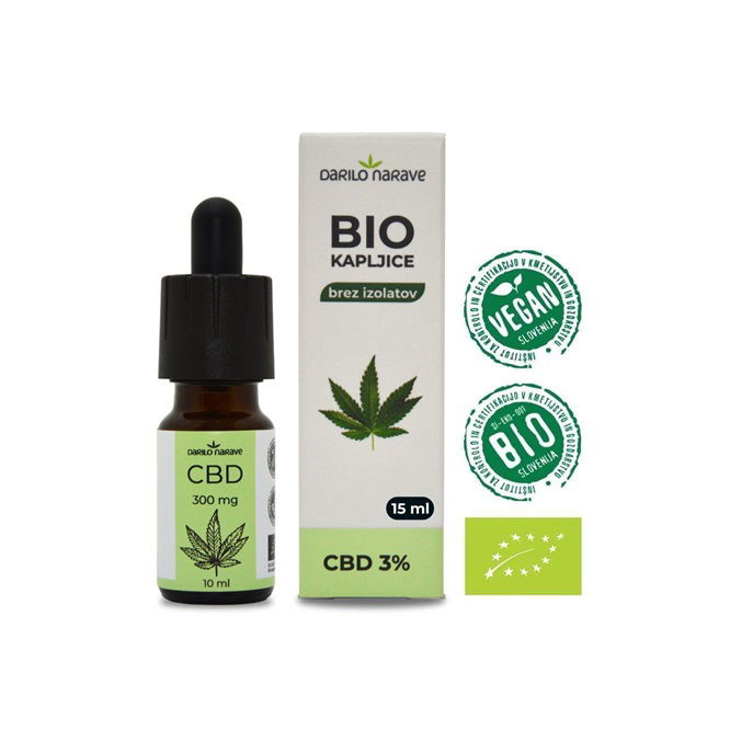 BIO CBD kapljice 450 mg 3%, 15 ml