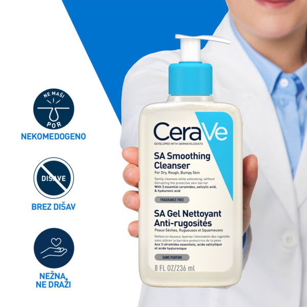 Cerave Sa Smoothing gel za čiščenje suhe in grobe kože, 236 ml