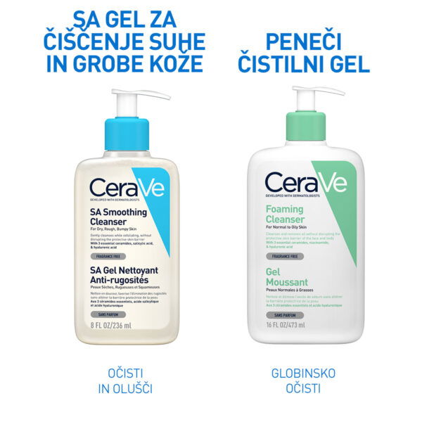 Cerave Sa Smoothing gel za čiščenje suhe in grobe kože, 236 ml