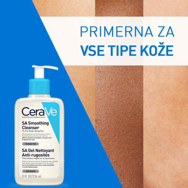 Cerave Sa Smoothing gel za čiščenje suhe in grobe kože, 236 ml