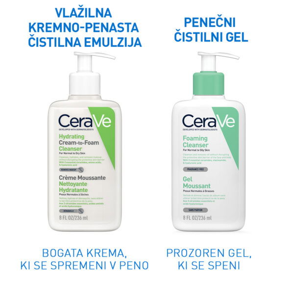 Cerave vlažilna kremno-penasta čistilna emulzija, 236 ml