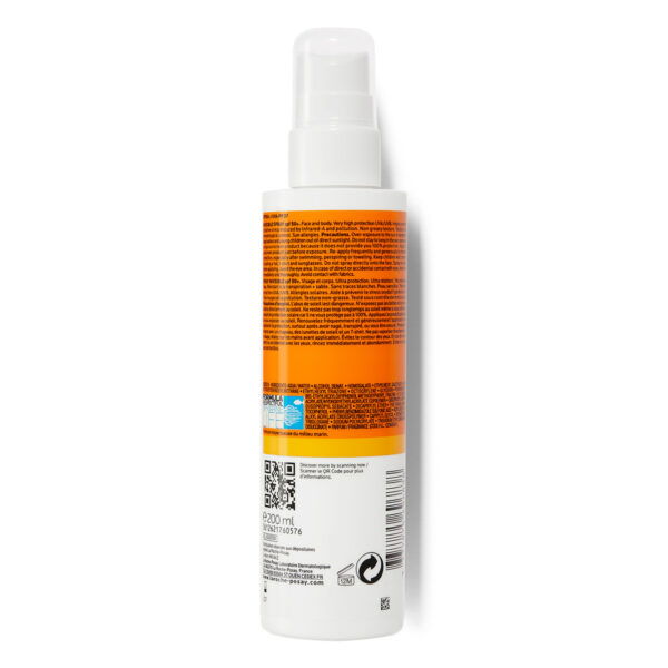 LRP Anthelios nevidno pršilo za zaščito pred soncem za obraz in telo SPF50+, 200 ml