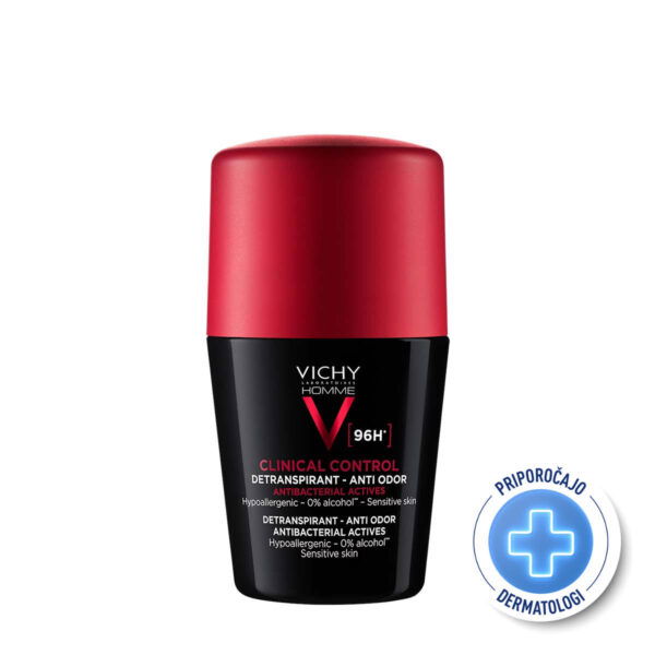 VIchy Homme Clinical Control 96h detranspirant roll-on proti neprijetnemu vonju, 50 ml