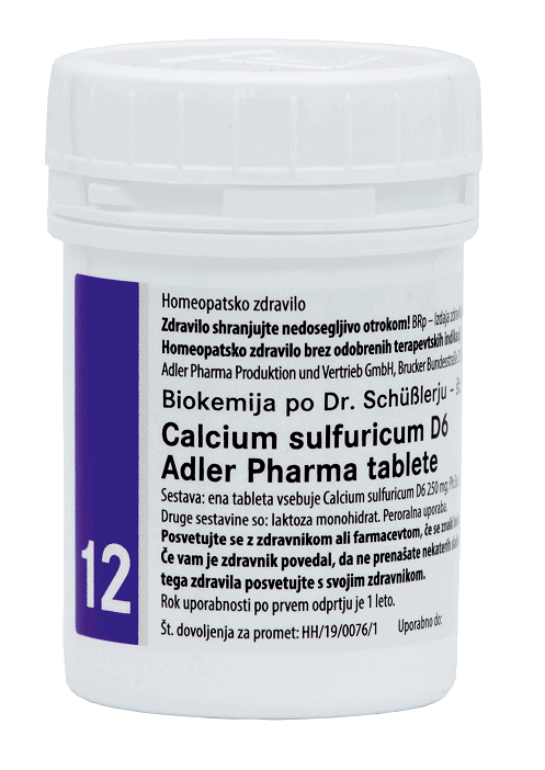 Schüsslerjeva sol št. 12 – Calcium sulfuricum D6, 1000 tablet
